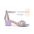 thumbnail image 3 of BLISSFUL STEP Satin Rhiness Open Toe Block Heel Sandals for Women Purple (Size 6), 3 of 6
