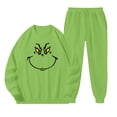 thumbnail image 1 of Chandail de Noël Abordable Corashan Laid Chandail de Noël Drôle Mode Décontractée pour Femmes Col Rond Chandail avec Manches Amples Imprimées et Ensemble Deux Pièces Col Rond Vert, TG, 1 of 4