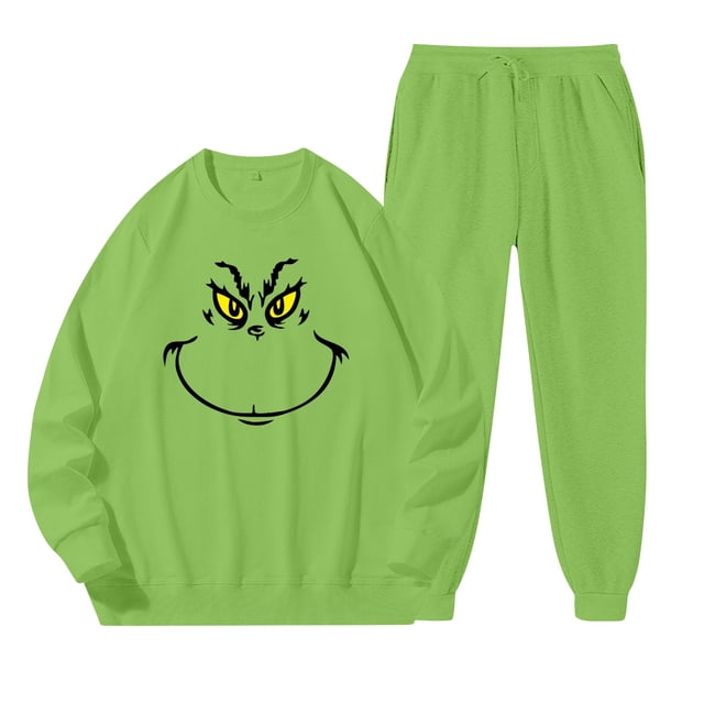 Chandail de Noël Abordable Corashan Laid Chandail de Noël Drôle Mode Décontractée pour Femmes Col Rond Chandail avec Manches Amples Imprimées et Ensemble Deux Pièces Col Rond Vert, TG