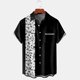 thumbnail image 2 of Camisas s Para Hombre De Vestir para hombre Casual Beach Seaside Retro Rock Style 3D Impresión digital Hebilla Bolsillo Solapa Camisa de manga corta Top (Black, 3XL), 2 of 5