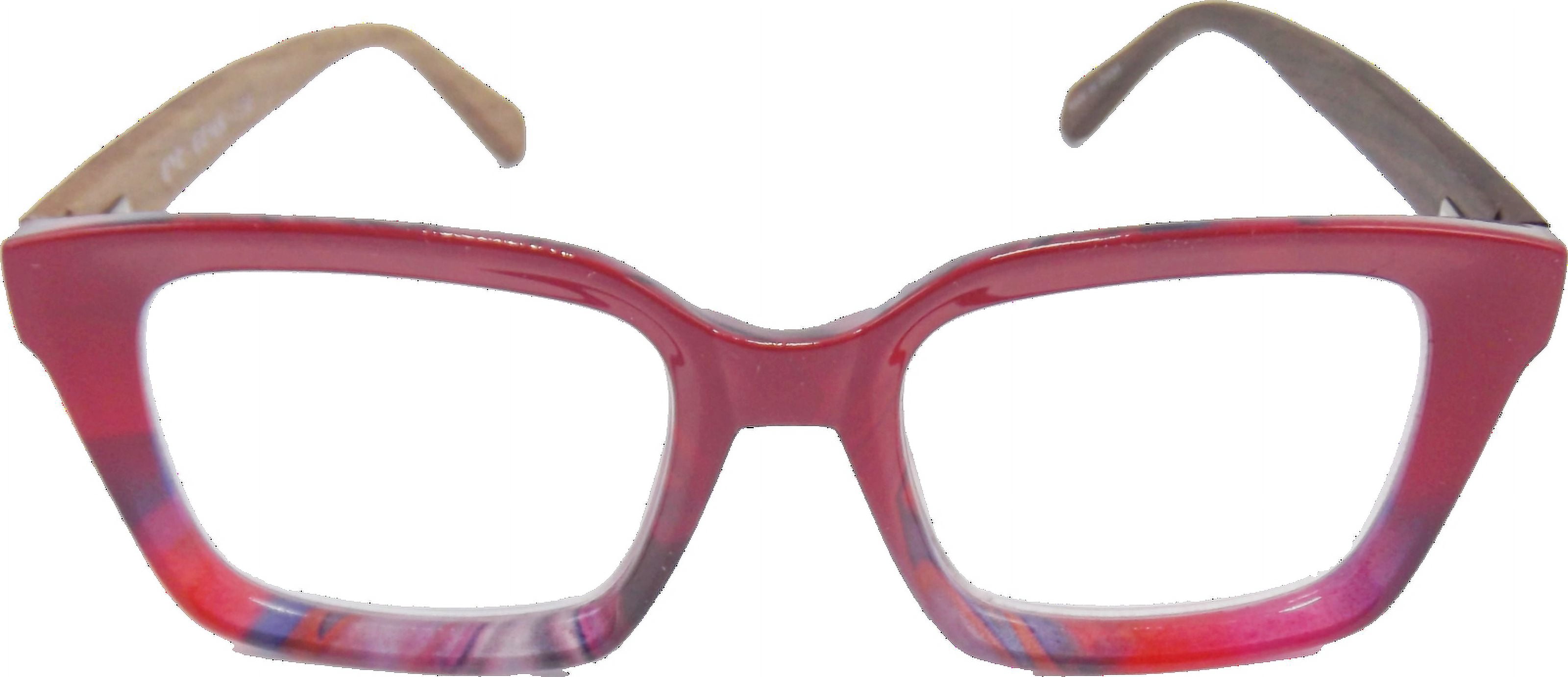 EYEGEMS Brand Eyeglasses +3.00 Women Eco Friendly Sustainable  Reading Glasses  Ladies Walnut Wood Red  & Multicolor 0552