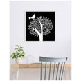 thumbnail image 3 of Kate and Laurel Black and White Bird Tree Linocut Framed Canvas Wall Art  by Guilana Lazzerini 22 x 22 Sylvie Beaded White, Black & White, Animals, Nature Art for Wall Decor, Living Room Bedroom, 3 of 8