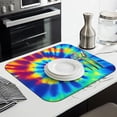 thumbnail image 3 of Colorful Rainbow Tie Dye Spiral Pattern Dish Drying Mat for Kitchen 1 Pack, Ultra Absorbent Microfiber Dishes Drainer Mats,16"x18", 3 of 6