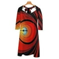 thumbnail image 6 of Abstract Swirling Fiery Artwork Sweetheart Knot Flared Dress Fashion Design Large Size Loose Dress Spring Summer Women Dress, 6 of 9