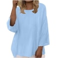 thumbnail image 2 of Neewe Plus Size Tops for Women 3/4 Sleeve Shirts Tunic Tops to Wear with Leggings Loose Fit Summer Fall Clothes, 2 of 8