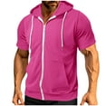 thumbnail image 3 of Mens Short Sleeve Hoodie Zip Up Summer Lightweight Sweatshirts with Hood Plain Drawstring Zipped Hoodies Shirts Casual Hoody Solid Color Workout Sports Hooded Tops, 3 of 7