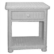 White Wicker 1 Drawer Nightstand