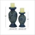 thumbnail image 4 of DecMode Eclectic Ceramic Pillar Candle Holder with Medallion Patterns and Glossy Blue Finish, Set of 2 13", 10" H, 4 of 8