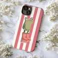 thumbnail image 5 of Cute Frog in Rain Boots Phone Case, Pink Striped Cottagecore Aesthetic Cover for iPhone 17 16 15 14 13 12 11 Pro Plus Mini, 5 of 6