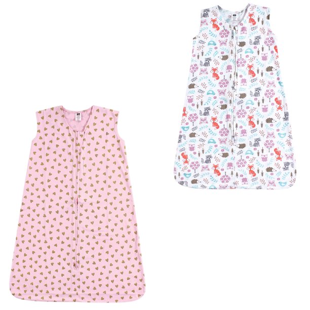 Hudson Baby Boy and Girl Jersey Cotton Sleeping Bag 2 Pack, Gold Hearts