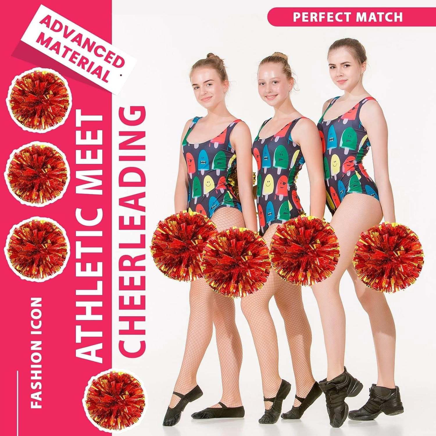 Zhangyh Pom Poms Cheerleading,Fluffy Cheerleader Pompoms with Finger Friendly Ring,Metallic Pom Poms Cheerleading for Celebration (Blue, 4 Pack)