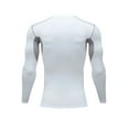 thumbnail image 4 of Yaoyar Fashion Men’s Muscle Long Sleeve Athletic High Resilience Bodybuilding T Shirt Gym Workout Shirt Crew Neck Slim Fit Tee Plain Color Tops,White,M, 4 of 8