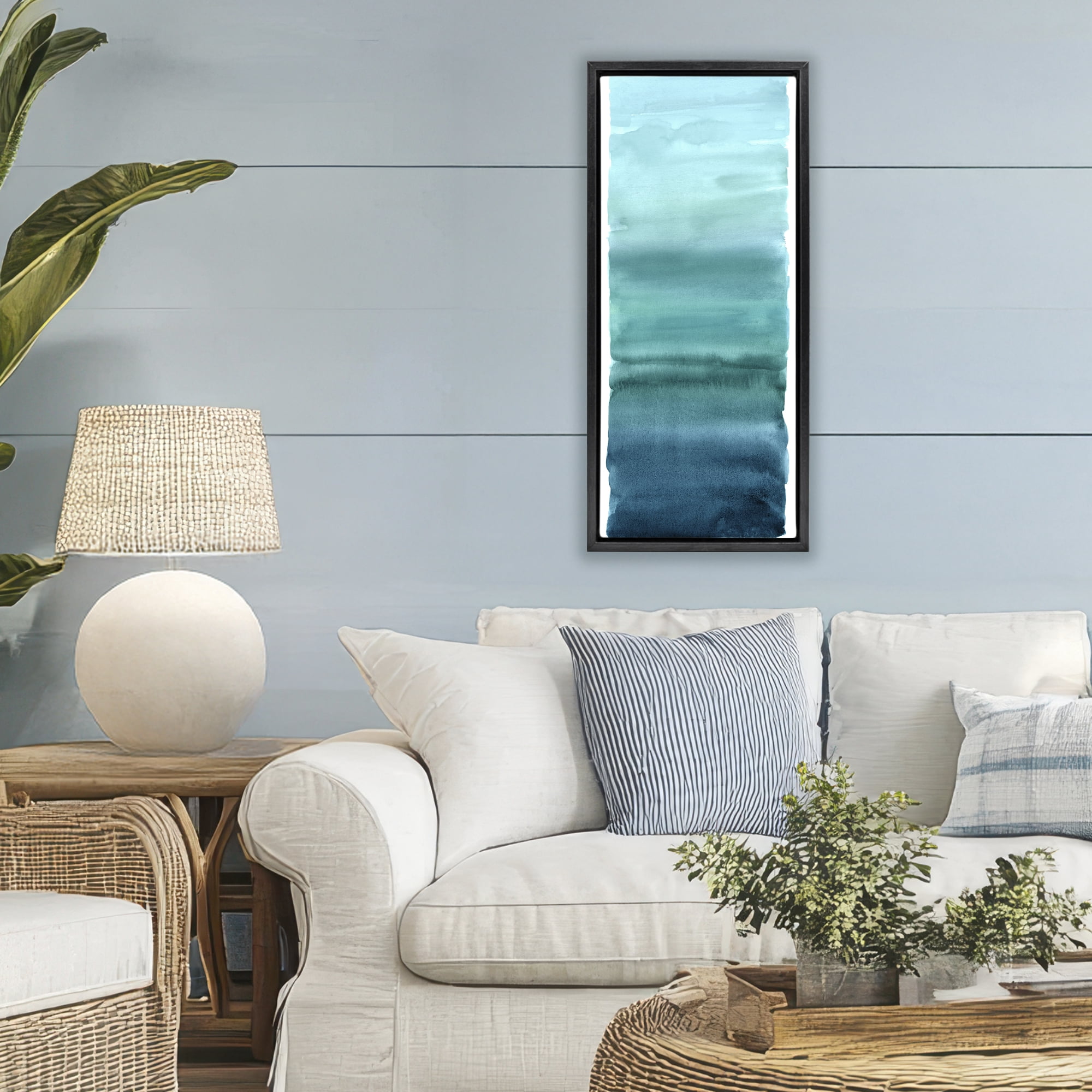 Stupell Industries Cerulean Blend Gradient Black Framed Floater Canvas Wall Art, design by Allie Corbin