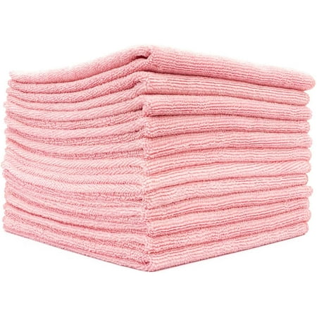 

- All-Purpose Microfiber Terry Cleaning Towels - Commercial Grade Highly Absorbent Lint-Free Streak-Free Kitchens Bathrooms Offices 300gsm 12in x 12in Pink (12-Pack)