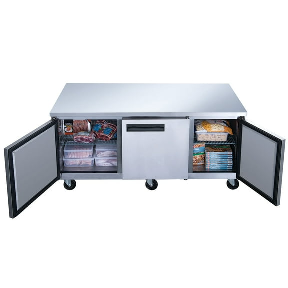 72 in. Three Door Commercial Undercounter Freezer in Stainless Steel 18.96 cu. ft.