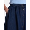 thumbnail image 5 of Time and Tru Women's Button Front Denim Midi Skirt, Sizes XS – XXXL, 5 of 6