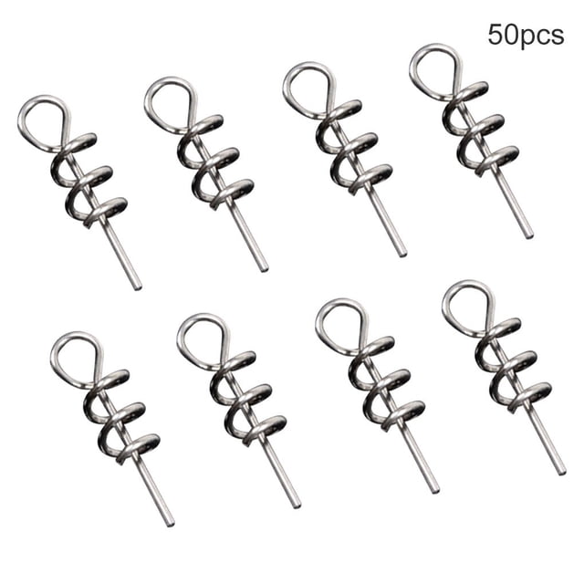Ruiboury Fishing Spring Twist Locks Steel Pin Crank Hooks Replaceable Lure Bait Spring Hooks 50pcs