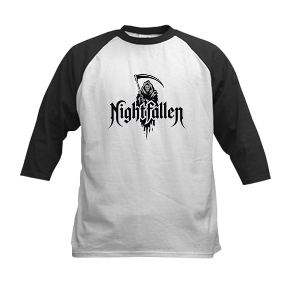CafePress - Grim Reaper Nightfallen Design Kids Baseball T Shirt - Kids Cotton Baseball Jersey, 3/4 Sleeve Shirt