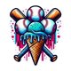 thumbnail image 2 of Simple Baseball Ice Cream Pattern Print T-shirt, Short Sleeve Crew Neck Casual Top For Summer & Spring, Women's Clothing, 2 of 6