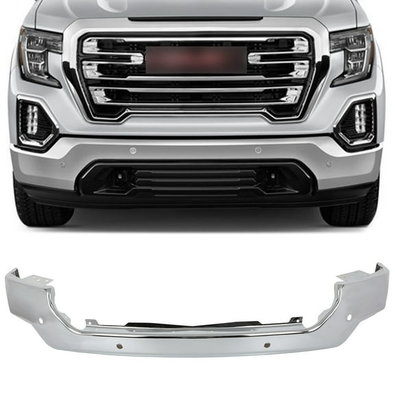 CCIYU Front Bumper Face Bar Compatible for 2019-2021 for GMC Sierra 1500 Steel Front Bumper Replacement with Parking Sensor Holes