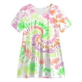 thumbnail image 4 of NIEWTR 9-10 Years Teen Girls'Clothing 2 Piece Sets Summer Short Sleeve Graphic T Shirt And Print Shorts Outfit Set Yoga Gym Outfit Top and Flare Pants Set A7-Gold, 4 of 8