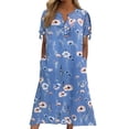 thumbnail image 3 of TaTaai Women's Floral Print V-Neck Short Sleeve Midi Dress with Tie Cuff Detail and Side Pockets Casual Fashion Lightweight Flowy Dress for Spring Summer Daily Vacation Outings Gift, 3 of 7