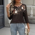 thumbnail image 4 of Fewfanhot Women Tops 2026 Blouse Crewneck Pleated Tunic Tops 3/4 Sleeve Dressy Casual Shirts Business Work Outfits, 4 of 7