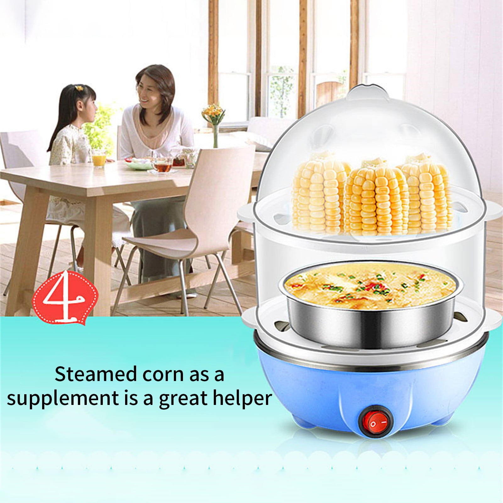 Rapid Electric Egg Cooker and Poacher with Auto Shut Off for Omelet, Soft, Medium and Hard Boiled Eggs - 14 Egg Capacity Tray, Double Stack