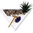 thumbnail image 2 of ERDS-Mini Zen Garden Kit for Desk with Rake, White Sand, White Triangle Base, Crystal Rock, Mini River Rocks and Air Plant, (7Lx6W Triangle W), 2 of 4