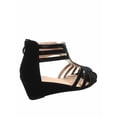 thumbnail image 2 of Daiso-28 Women Peep Toe Glittle Gladiator Low Wedge Heel Sandals Party Shoes ( Black, 5.5), 2 of 2