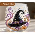 thumbnail image 4 of 1PC Halloween Drinking Glass,2D Witch Hat Printed Design Gothic Decor Tumbler,Stemless Glass Drinking Glass for Halloween Parties and Holiday Gatherings., 4 of 5