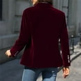 thumbnail image 6 of Women's Solid Color Velvet Blazer, Single Button Suit Jacket, Classic Notch Lapel Work Blazer, Soft Fall Winter Coat, Business Casual Jacket Wine XL, 6 of 8