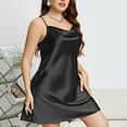thumbnail image 4 of ylioge XL-5X Womens Plus Size Nightgowns Silk Satin Spaghetti Strap Sleepshirts Ladies Lightweight Solid Soft Homewear Mini Pajama Dresses, 4 of 4