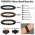 thumbnail image 3 of VEEDOFA 3 Pcs Mens Beaded Bracelet Set, Natural Stone Stretch Bracelets Tiger Eye Lava Rock, 3 of 8