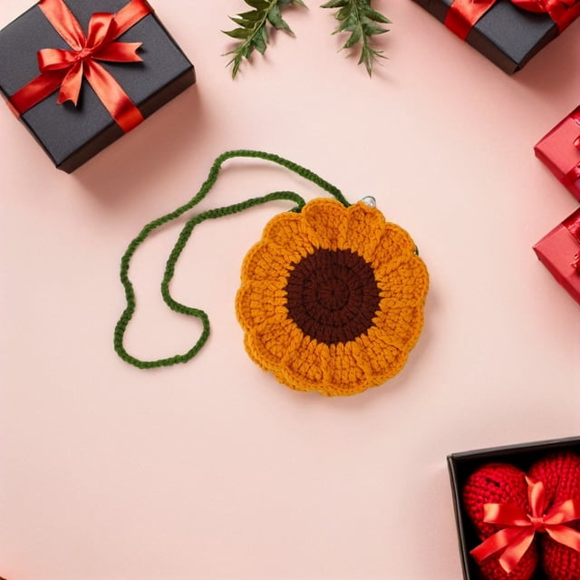 BESTYASH Cruzado A Mano Amarillo Con De Girasol Ideal Para Uso Casual Y