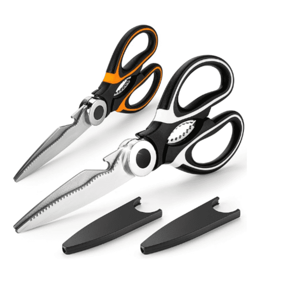 2 Pack Kitchen Scissors, Ultra-Sharp Premium Stainless Steel Heavy Duty Kitchen Shears & Multi Purpose Poultry Shears for Chicken, Poultry, Fish, Meat, Vegetables, Herbs
