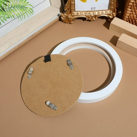 BESTONZON Tabletop Picture Frames Wooden Round Display Frame White 1Pcs