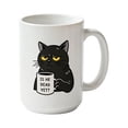 thumbnail image 1 of Taza de café con un divertido y sarcástico gato negro: "¿Ya está muerto?" Taza de cerámica con humor para amantes de los gatos, apta para lavavajillas y microondas., 1 of 6