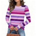 thumbnail image 4 of IAJDKMEK Women's Casual Long Sleeve Tops - Striped Round Neck Button Down Blouse, Great for Business Casual Tops and Womens Fall Fashion 2026, 4 of 5