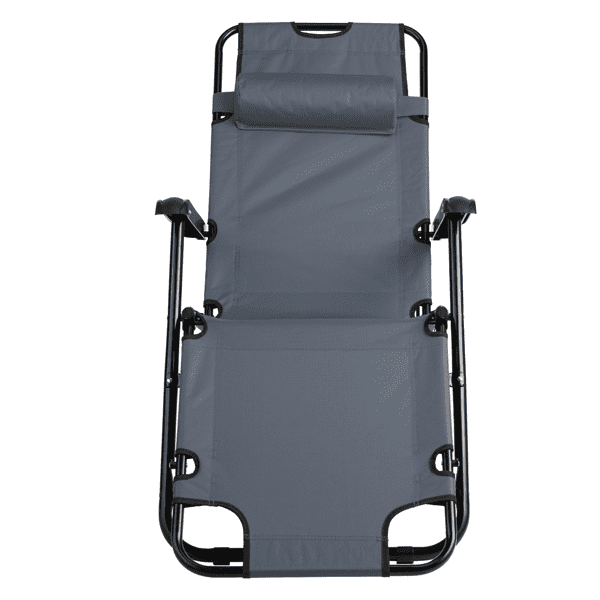 Folding Recliner Chair, Portable Extendable Folding Reclining Chairs for Indoor Outdoor, Grey
