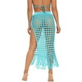 thumbnail image 6 of gakvbuo Summer Beach Cover Up Dress For Women Swimwear Bikini Bathing Suit Coverups Women Solid Swimsuit Bohemian Hollow Weave Tassels Cover Up Bikini Swimwear Beach Cover-Ups Wrap Skirt, 6 of 9