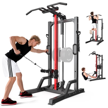 LNOW Home Gym Machine - High/Low Pulley System for Lat Pulldown, Row & Back Workout, with Leg Support | All-in-One Strength Training Equipment for Home Gym