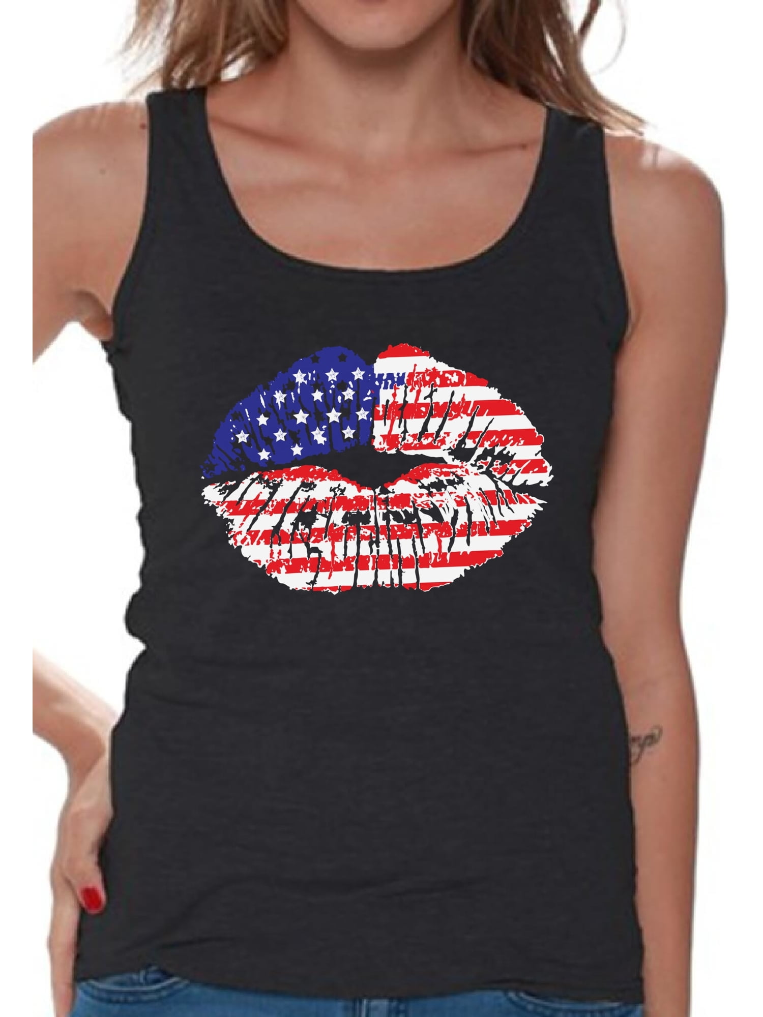 Awkward Styles American Flag Tank Tops Lips Tank Tank for Women USA ...