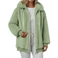 thumbnail image 6 of adviicd Women's Sherpa Fleece Hooded Jacket Zip Up Fuzzy Sweatshirts Fall Winter Warm Soft Cozy Clothes (Light Green, 4XL), 6 of 6