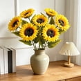thumbnail image 5 of MMJ Artificial Flowers Sunflower Silk Bouquet Faux Yellow Bloom Stem for Living Room Office Floor Vase Farmhouse Decor, 5 of 6