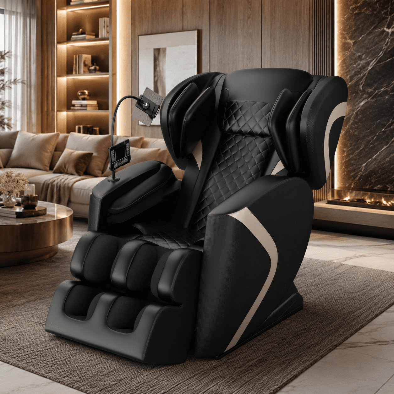 Aenkyo Full Body Zero Gravity Massage Chair Recliner with 6 Fixed Rollers and Foot Massage, Black