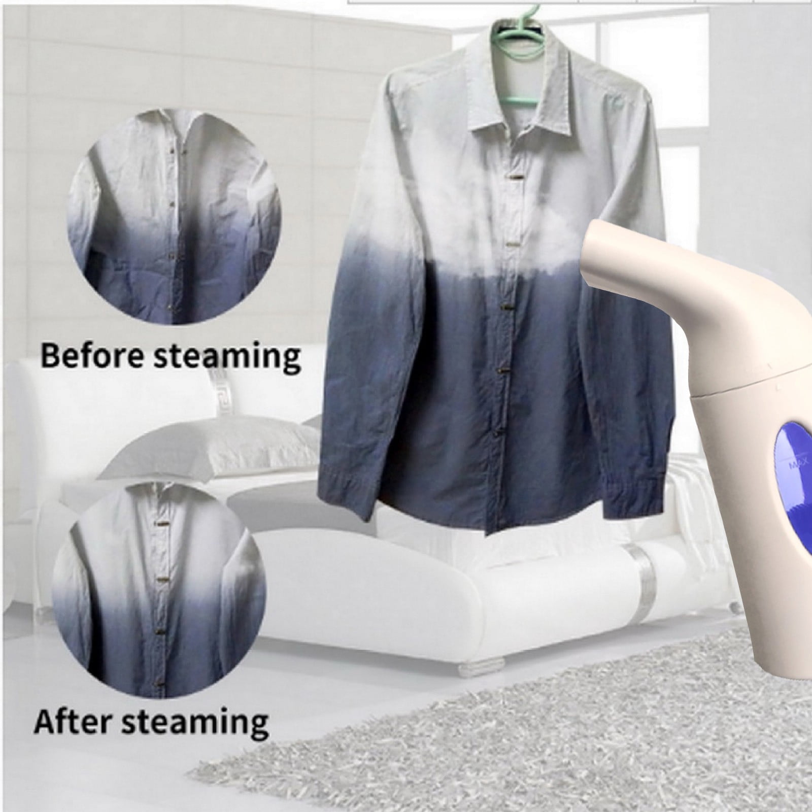 Gnmfd Handheld Travel Garment Steamer for Clothes Wrinkle Remover, Portable Mini Steam Iron for Home Hotel Curtains Dresses Shirts Bedding, Powerful Quick Heating Travel Use