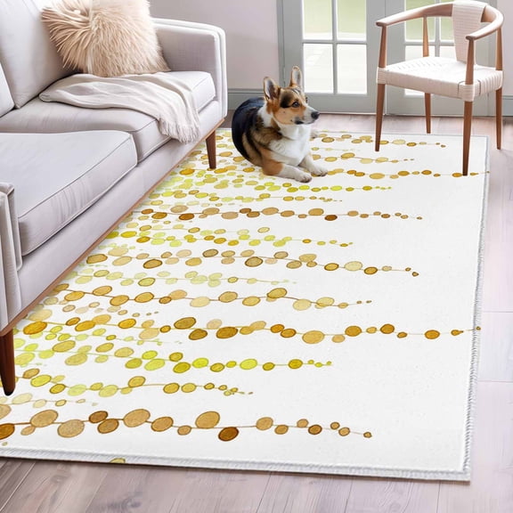 Rectangle Area Rugs 3 x 5 Ft, Sage Green Polka Dots Non-Slip Residential Carpet, Vintage Abstract Art Watercolor Indoor Crawling Mats Runner Rugs for Living Room/Dining Room/Bedroom