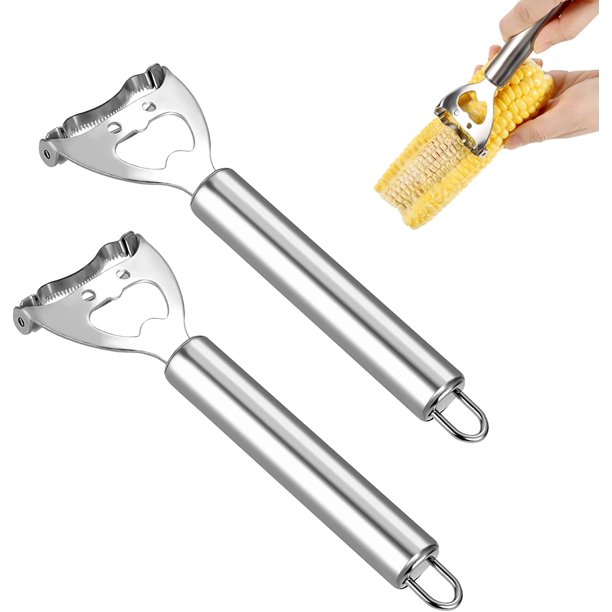 Pelador de maíz de 17x5,5x2 cm, 2 peladores de maíz de acero inoxidable con sacacorchos, pelador de maíz con mango ergonómico de primera calidad para cocina de preparación de comidas