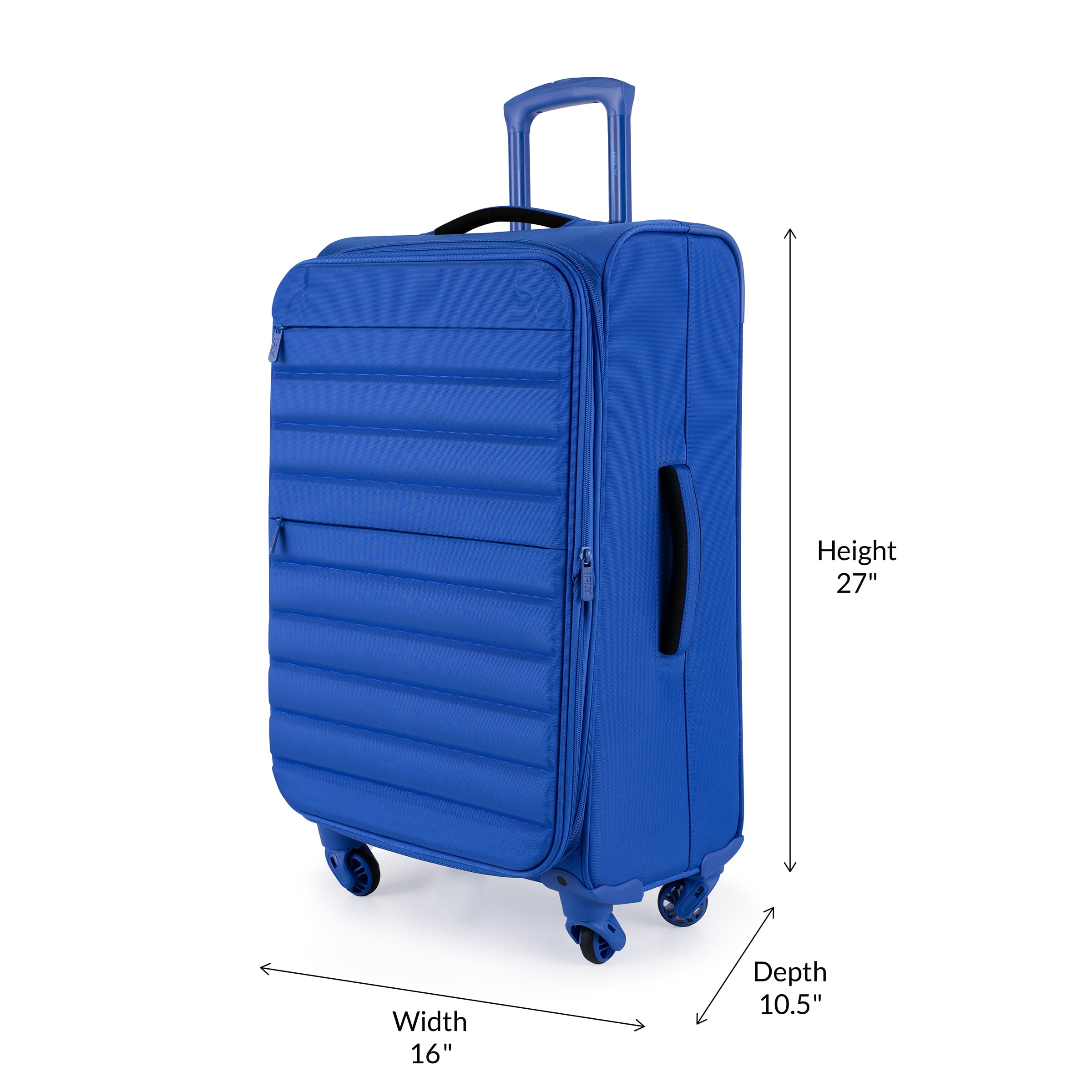iFLY Softside Fibertech 3-Piece Luggage Set, 20" Carry-on, 24" Checked Luggage and 28" Checked Luggage, Cobalt Blue